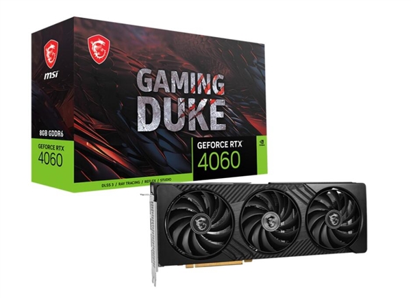 微星推出RTX 4060 8G DUKE 3X暗黑龍爵顯卡：純黑外觀、加入碳纖維飾紋