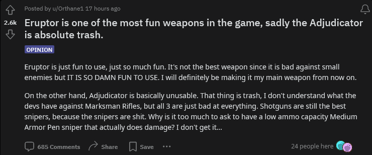 《絕地潛兵2》新通行證發(fā)布:新武器太垃圾引熱議