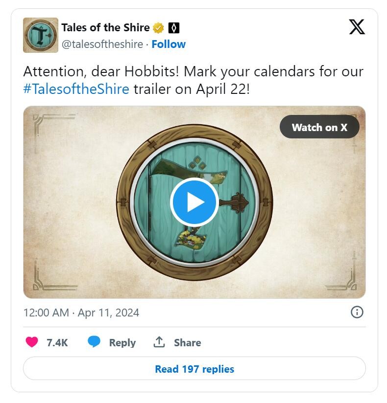 《指環(huán)王：夏爾的傳說》預(yù)告片將于4/22公布