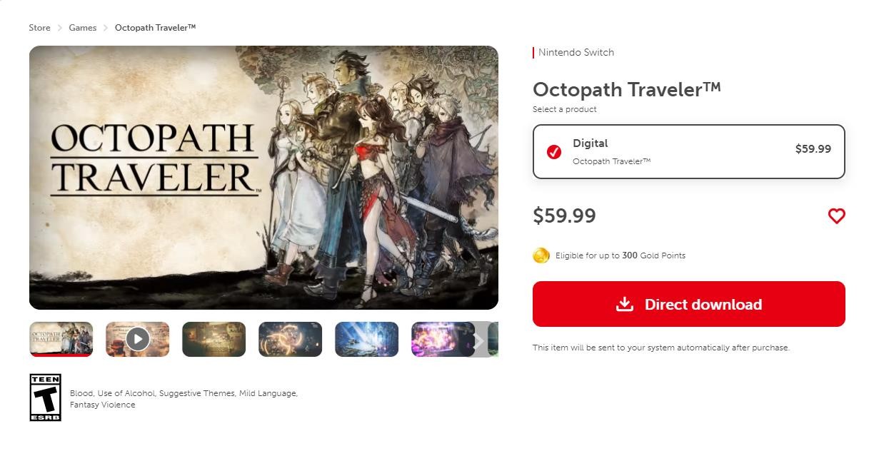 《歧路旅人》重新上架Switch美服商店 恢復(fù)正常售賣