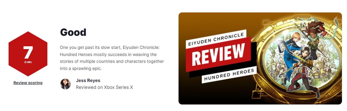 《百英雄傳》媒體評(píng)分出爐 IGN 7分:值得一玩