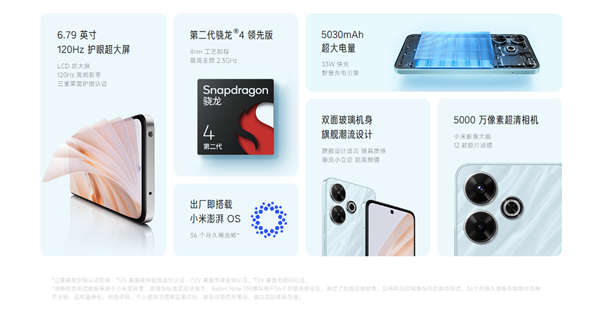 36個(gè)月流暢！Redmi Note 13R發(fā)布：第二代驍龍4領(lǐng)先版 1399元起