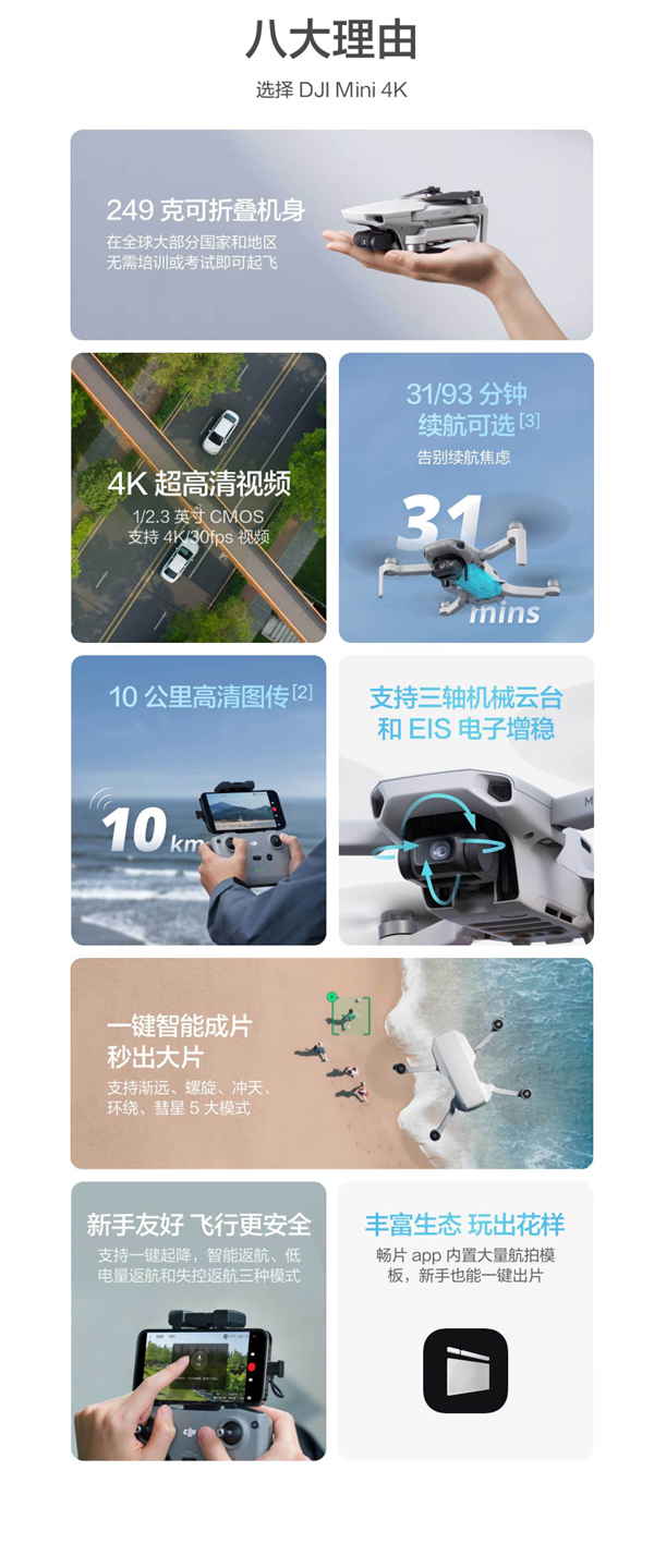 大疆史上便宜！大疆Mini 4K迷你航拍機(jī)開售：1499元