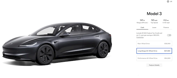 特斯拉價(jià)格再迎波動(dòng)：Model 3長續(xù)航四驅(qū)版海外降價(jià)