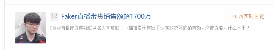 《英雄聯(lián)盟》Faker直播帶貨！銷售額超1700萬
