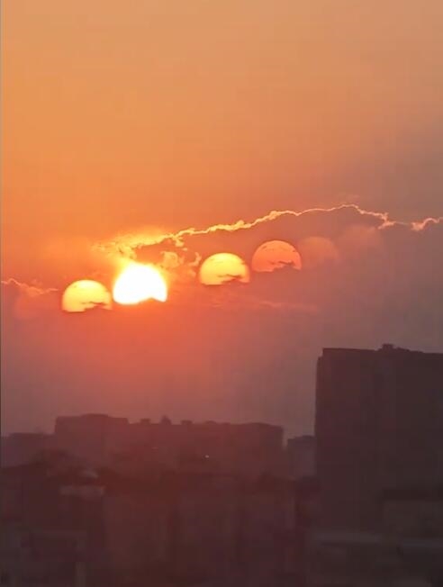成都市民拍到7個太陽同框：大概1分鐘后就消失了