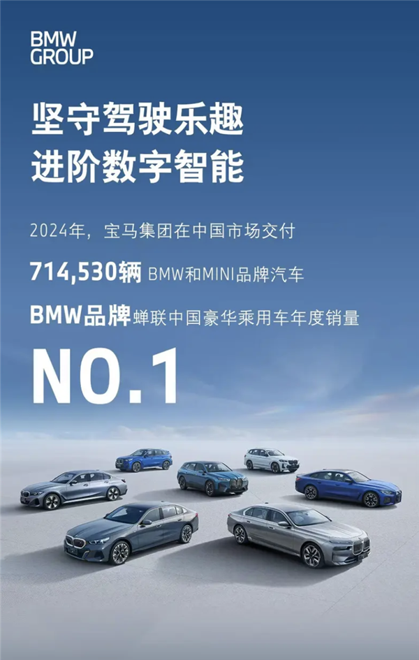 2024年寶馬在華交付714530輛：蟬聯(lián)中國豪華乘用車年度銷冠！