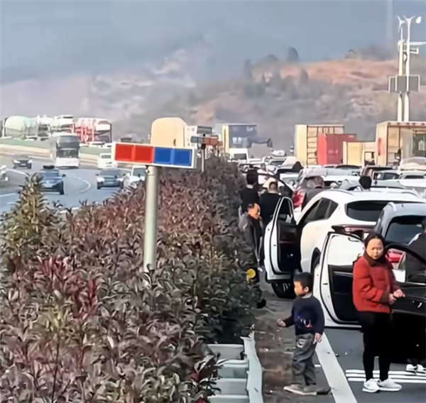 第一批回家過年的人已經(jīng)堵路上了：服務(wù)區(qū)也堵上了 都是車和人