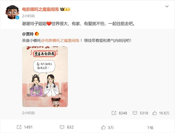 超越《你好李煥英》！《哪吒2》進入中國影史票房榜前三 賈玲恭喜《哪吒》