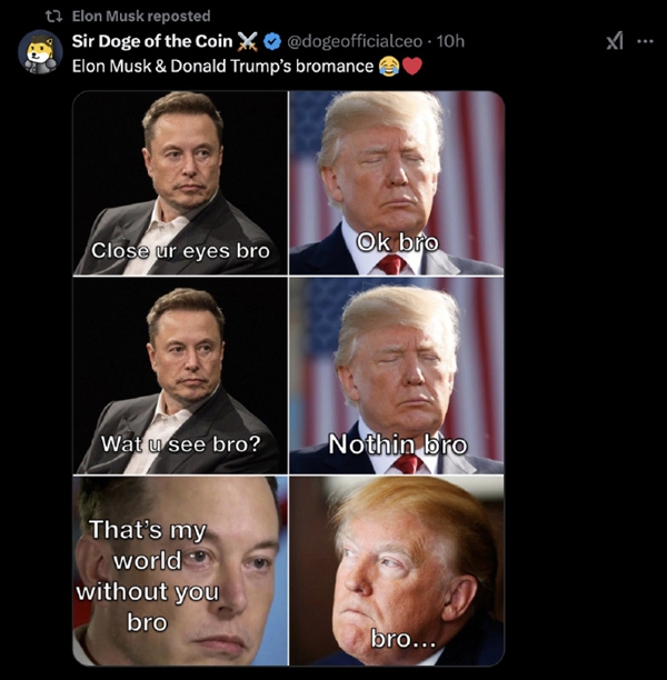 辣眼睛！馬斯克發(fā)文表白特朗普引熱議：就像一個直男愛上另一個男人