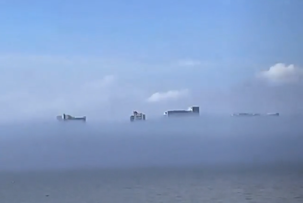 汕頭海面驚現(xiàn)海市蜃樓奇觀 當?shù)貧庀缶郑红F氣低 非海市蜃樓