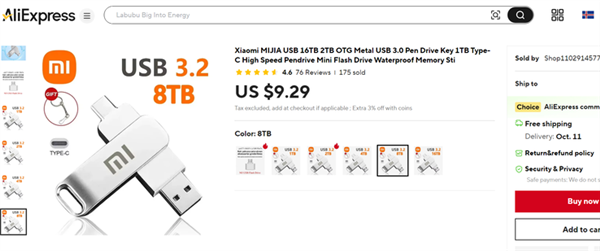 8TB U盤才售價66元！拆解之后發(fā)現(xiàn)內部玄機：套路實在太深