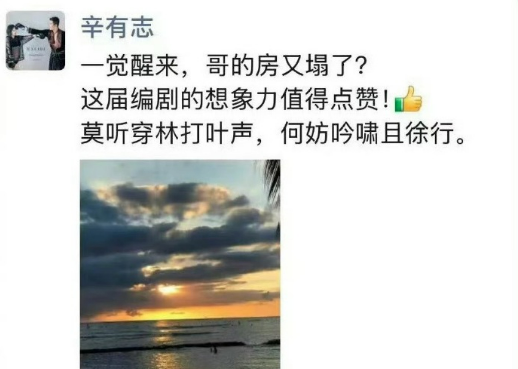 辛巴朋友圈辟謠“被帶走調(diào)查”：一覺醒來房又塌了 這屆編劇想象力值得點贊